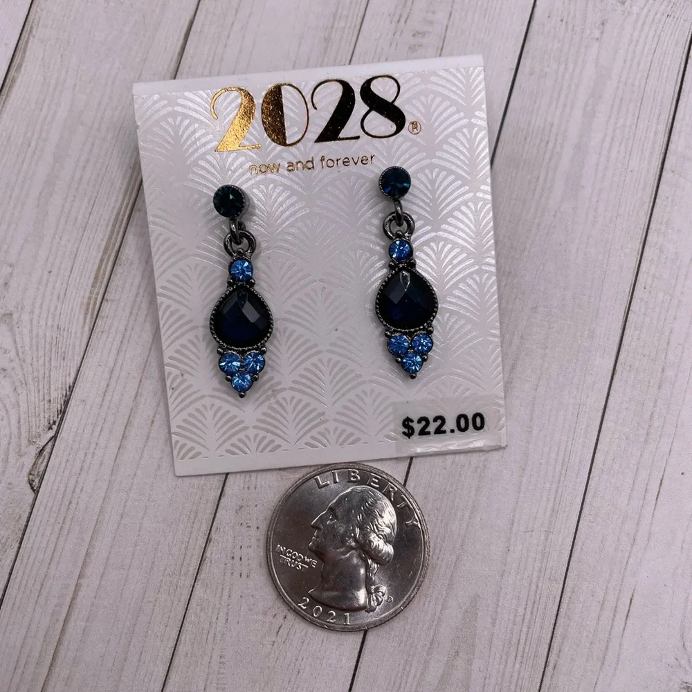 NWT 1928 Deep Blue Drop Earrings - Picture 5 of 7